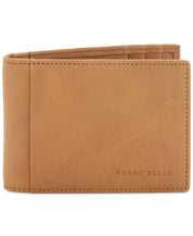 Perry Ellis Men's Tan Leather Money Clip Wallet 100% Leather