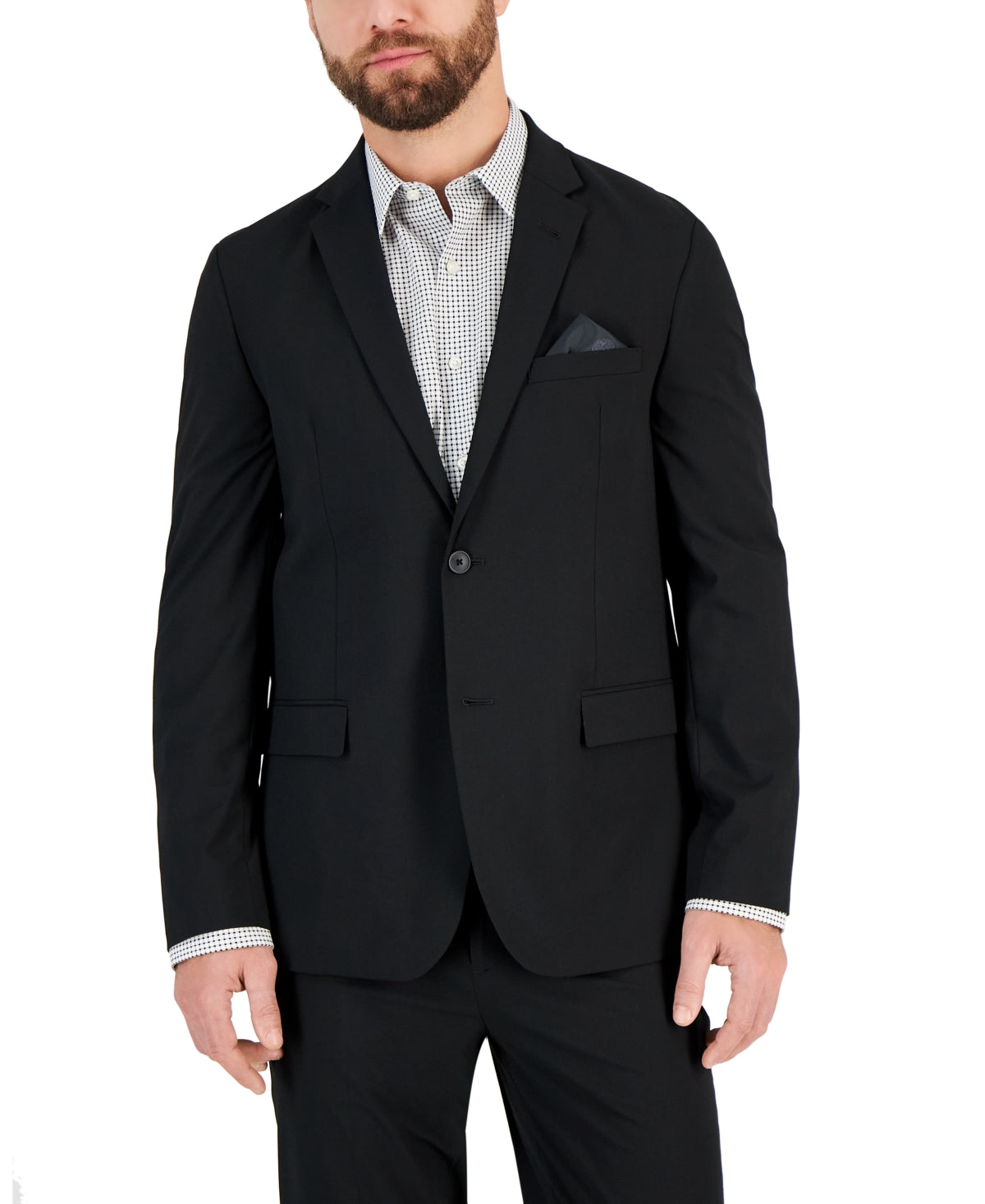 Vince Camuto Mens Slim fit Sport Coat Blazer 46 L Black Solid