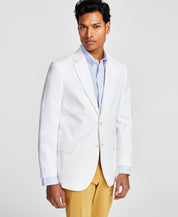 Nautica Mens Modern fit Sport Coat Blazer 46 L White Solid Stretch Linen