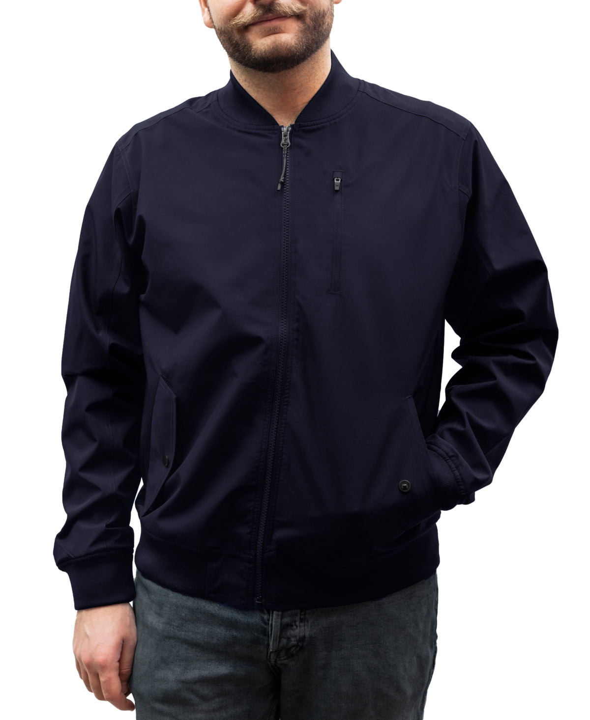 Hawke & Co. Mens Bomber Jacket Coat 2XL Blue Solid