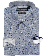 Nick Graham Men's Modern Fit Floral Dress Shirt Blue 15.5 32 33