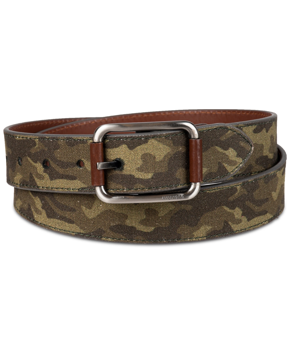 Tommy Hilfiger Men's Reversible Olive Camo Belt  Size  Green Large