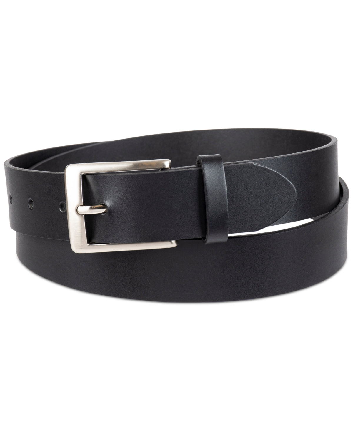Club Room Mens Square-Buckle Cut-Edge Leather Belt Black Small