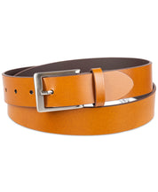 Club Room Men's Square Buckle Cut Edge Leather Belt Tan Medium 34 36