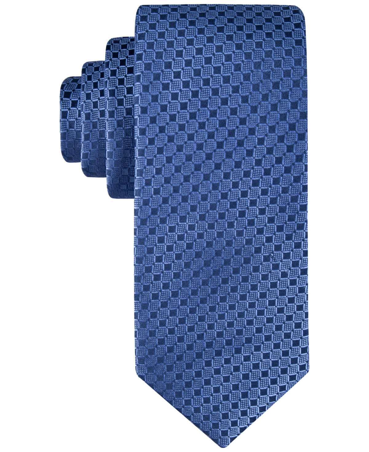 Calvin Klein Mens Regular fit Tie Necktie One Size Blue Checkered Geometric