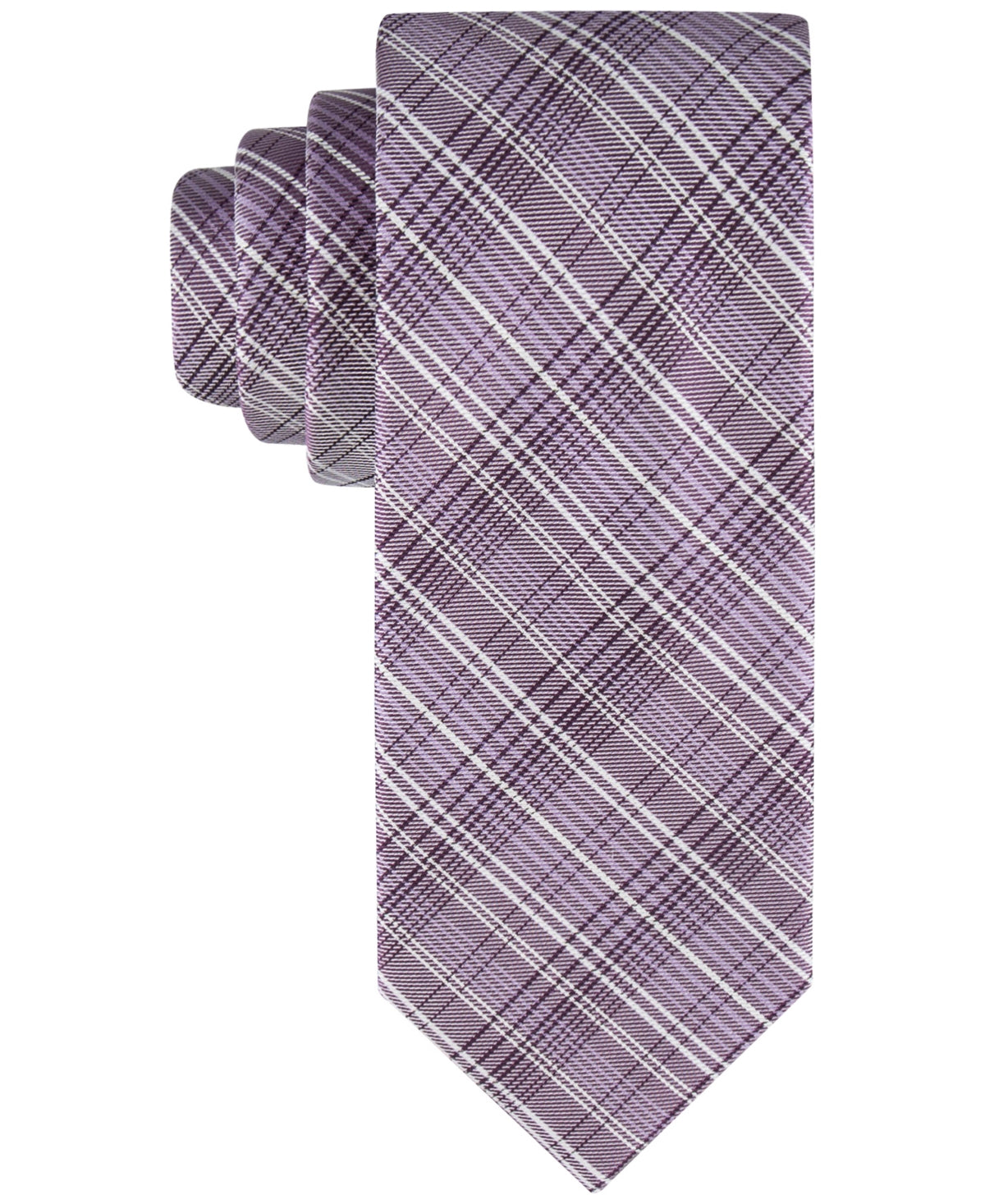 Calvin Klein Men's Fine Wire Plaid Tie Purple Necktie