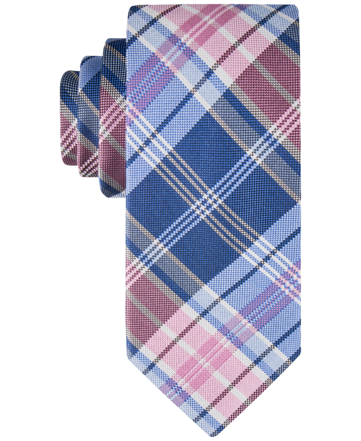 Tommy Hilfiger Men's Classic Plaid Tie Blue Pink Necktie