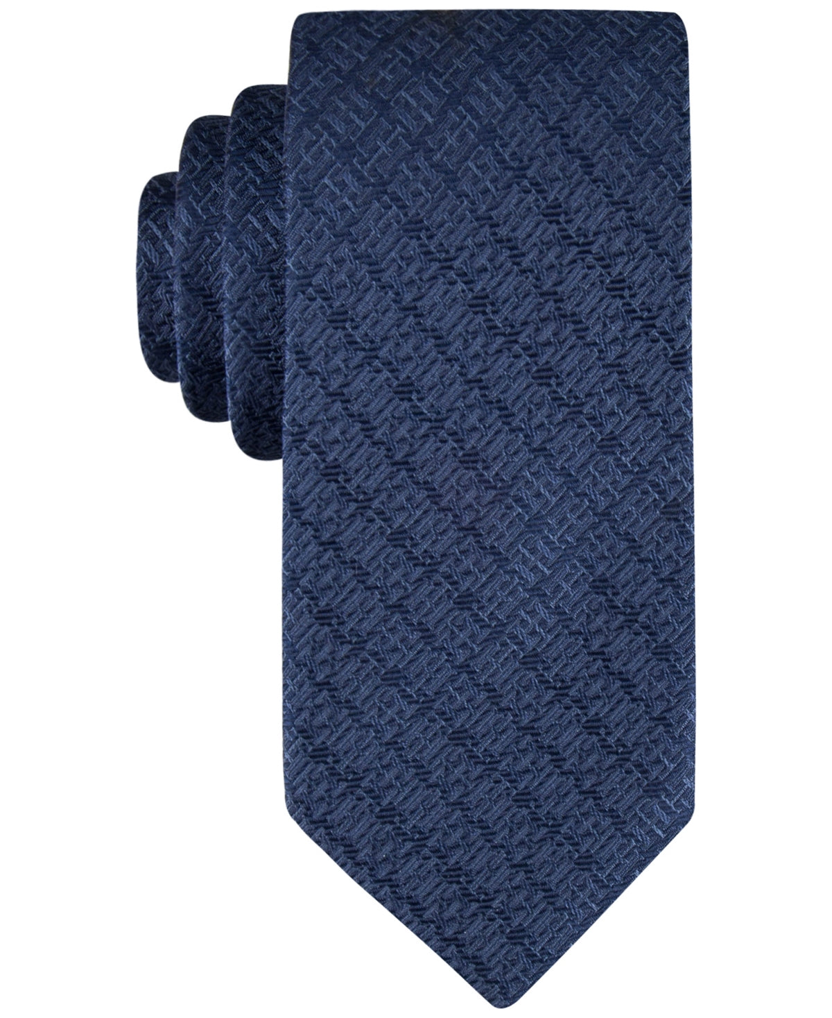 Tommy Hilfiger Mens Tie Necktie One Size Navy Blue TH Mongram