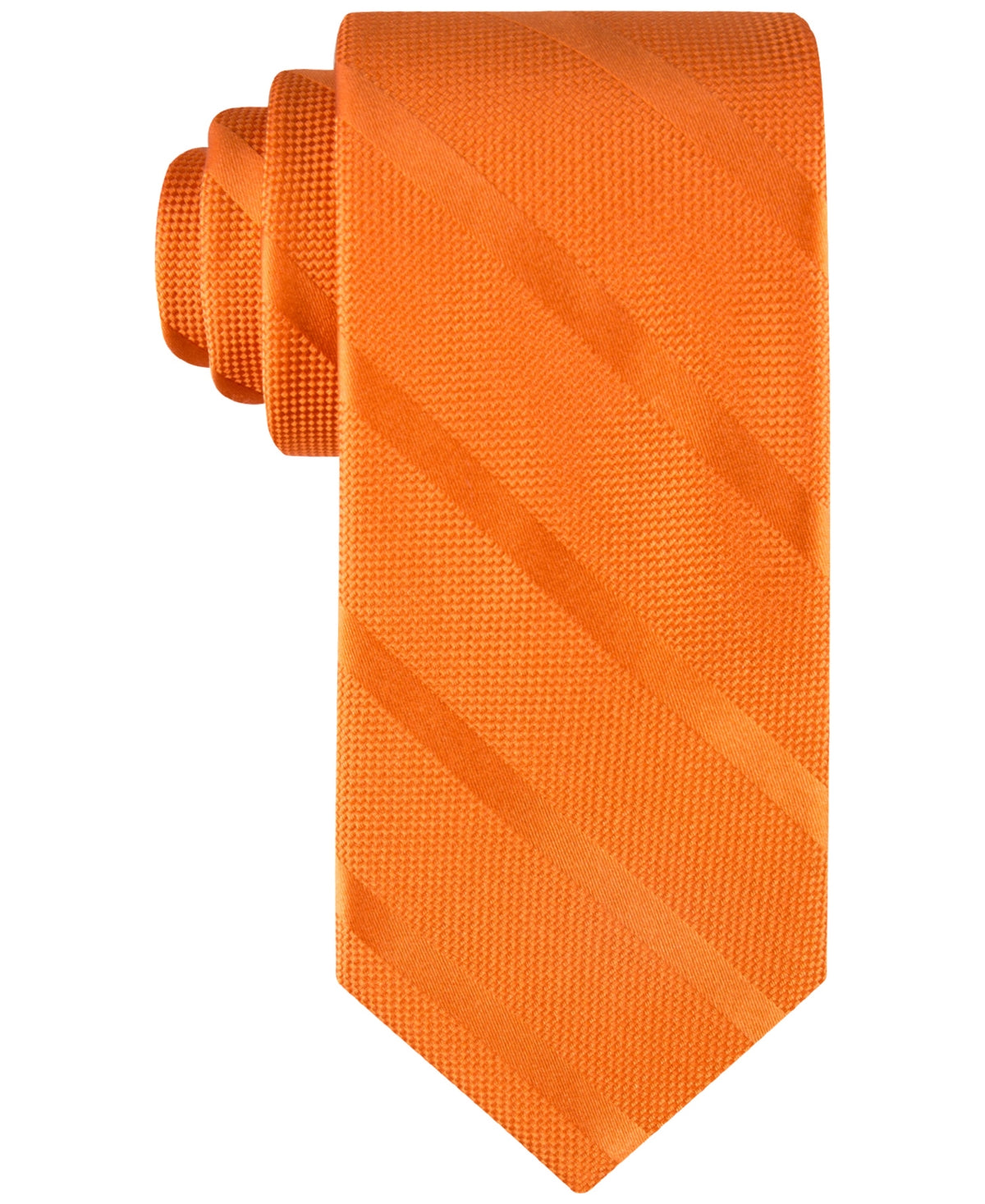 Tommy Hilfiger Mens Textured Stripe Tie Orange