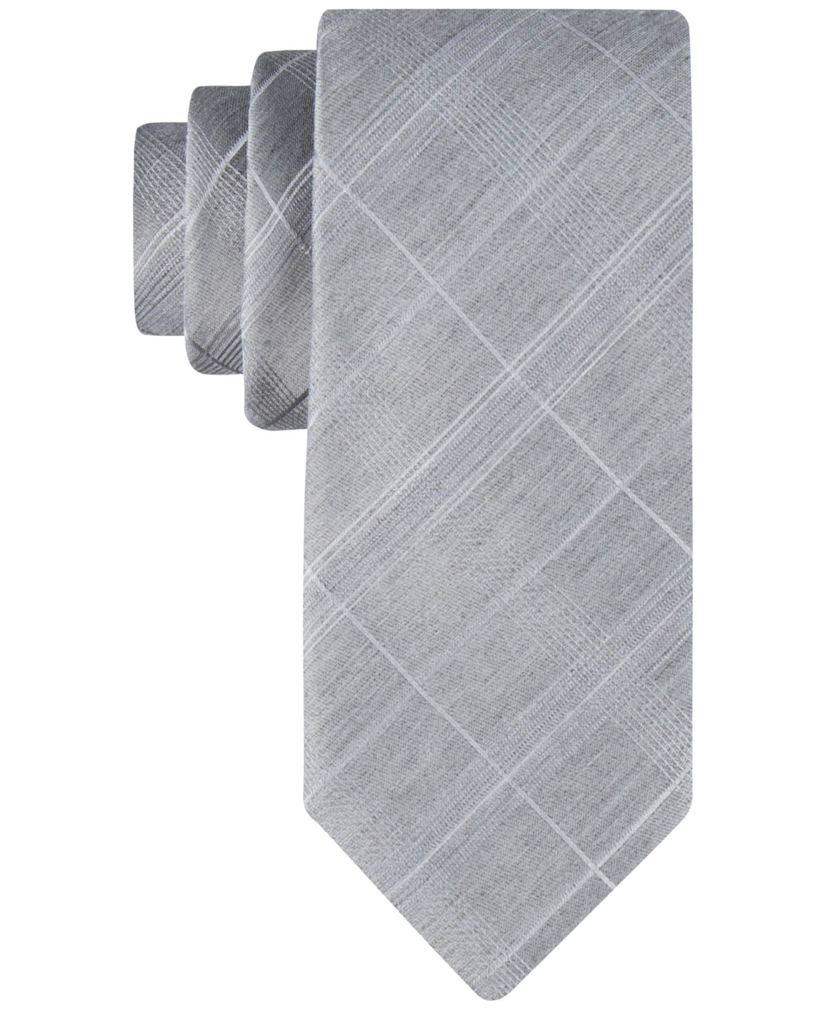 Calvin Klein Men's Seasonal Plaid Tie Grey Necktie