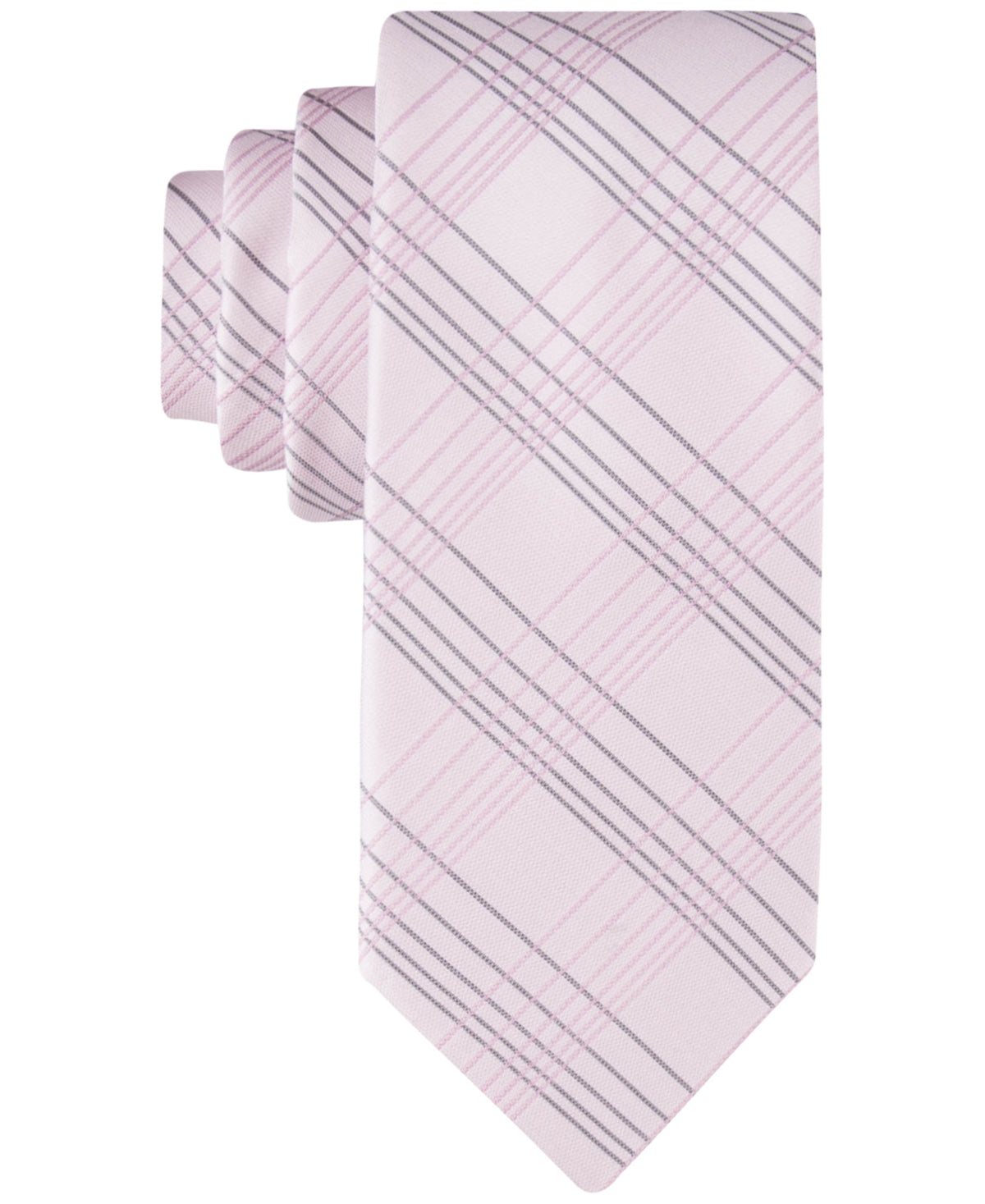 Calvin Klein Mens Regular fit Tie Necktie One Size Pink Grid Tonal