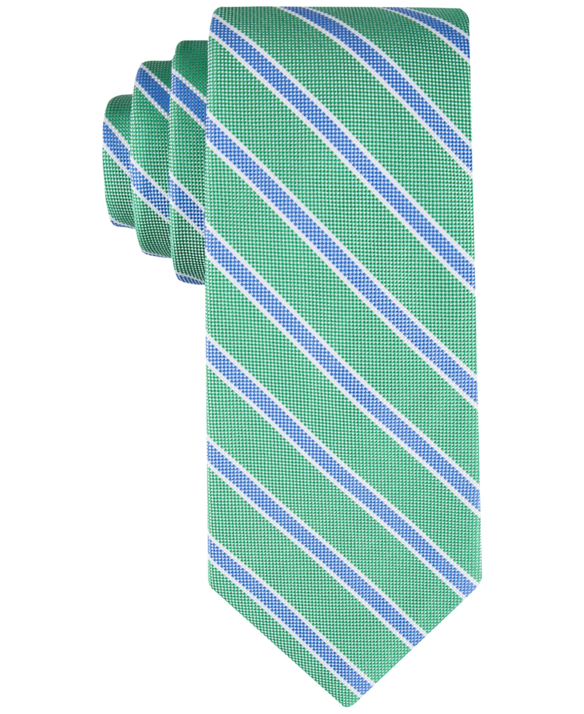 Tommy Hilfiger Men's Oxford Stripe Tie Green Necktie
