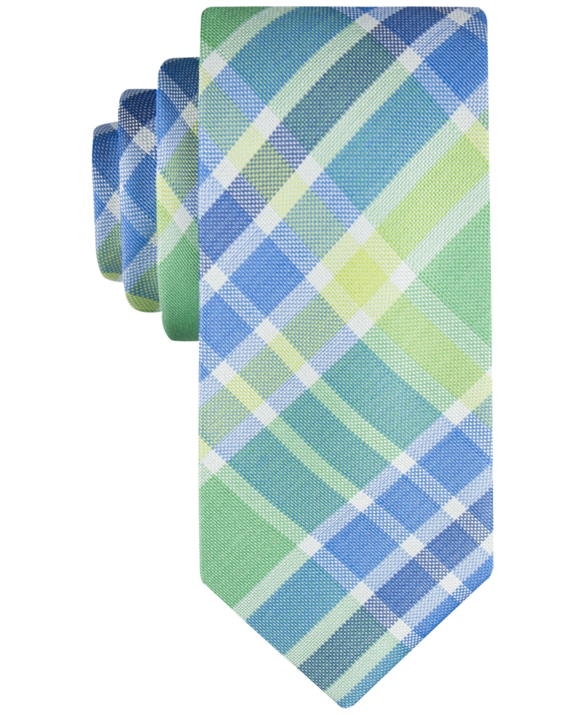 Tommy Hilfiger Mens Regular fit Tie Necktie One Size Green Blue Plaid
