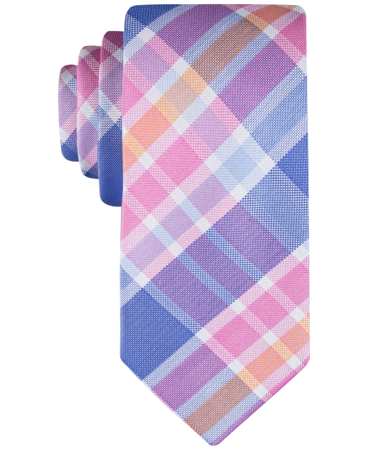 Tommy Hilfiger Mens Regular fit Tie Necktie One Size Pink Blue Plaid