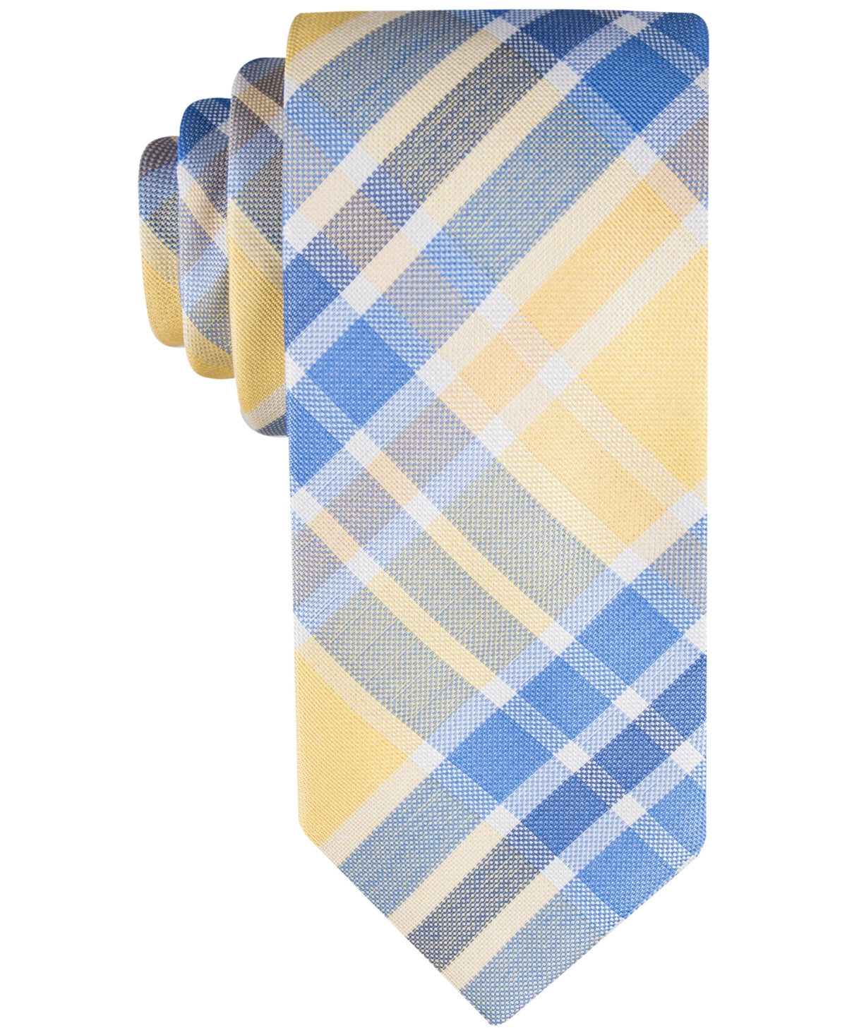 Tommy Hilfiger Mens Tie Necktie One Size Yellow Blue Festive Plaid