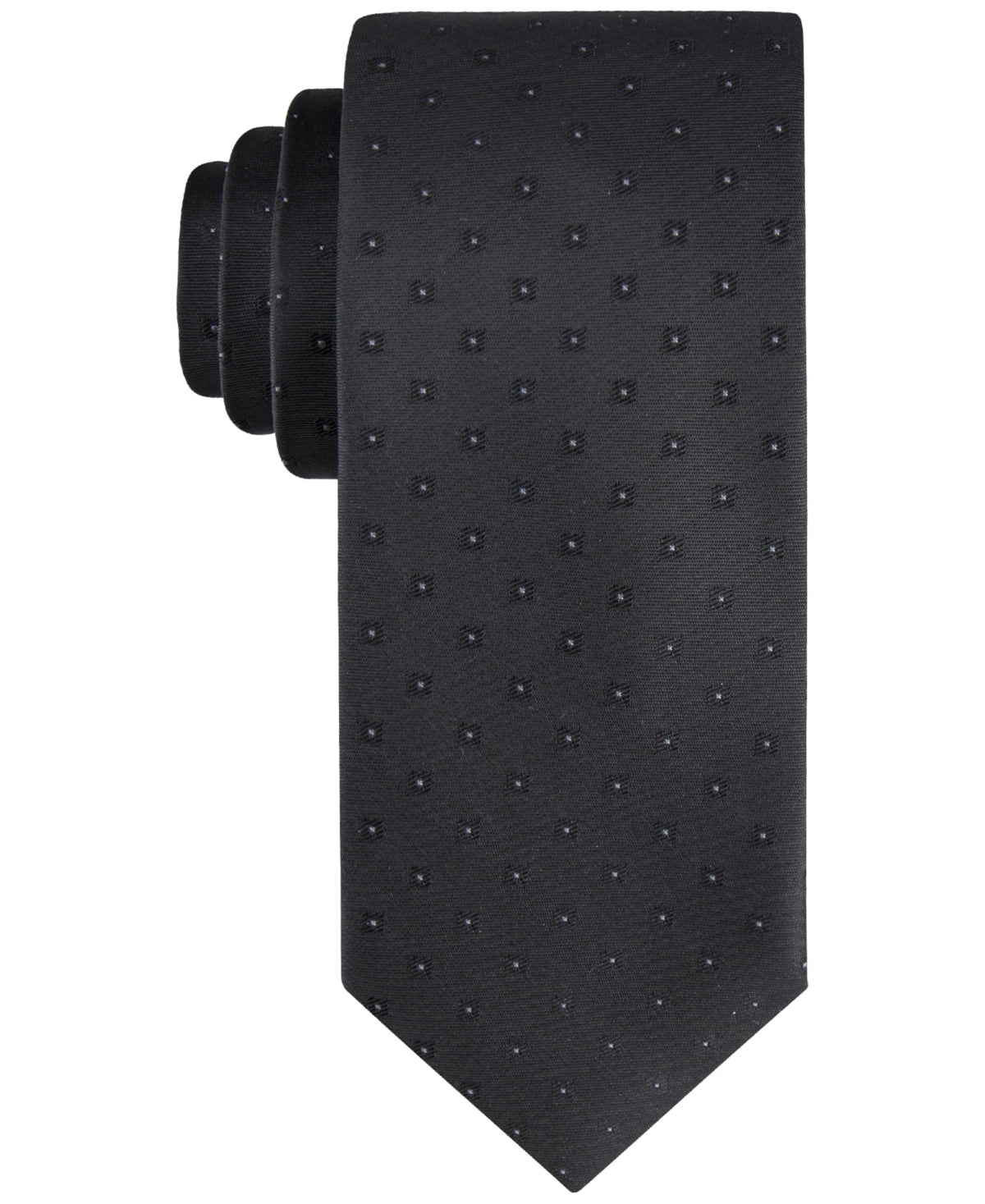 Calvin Klein Men's Tonal Square Solid Tie Black Necktie