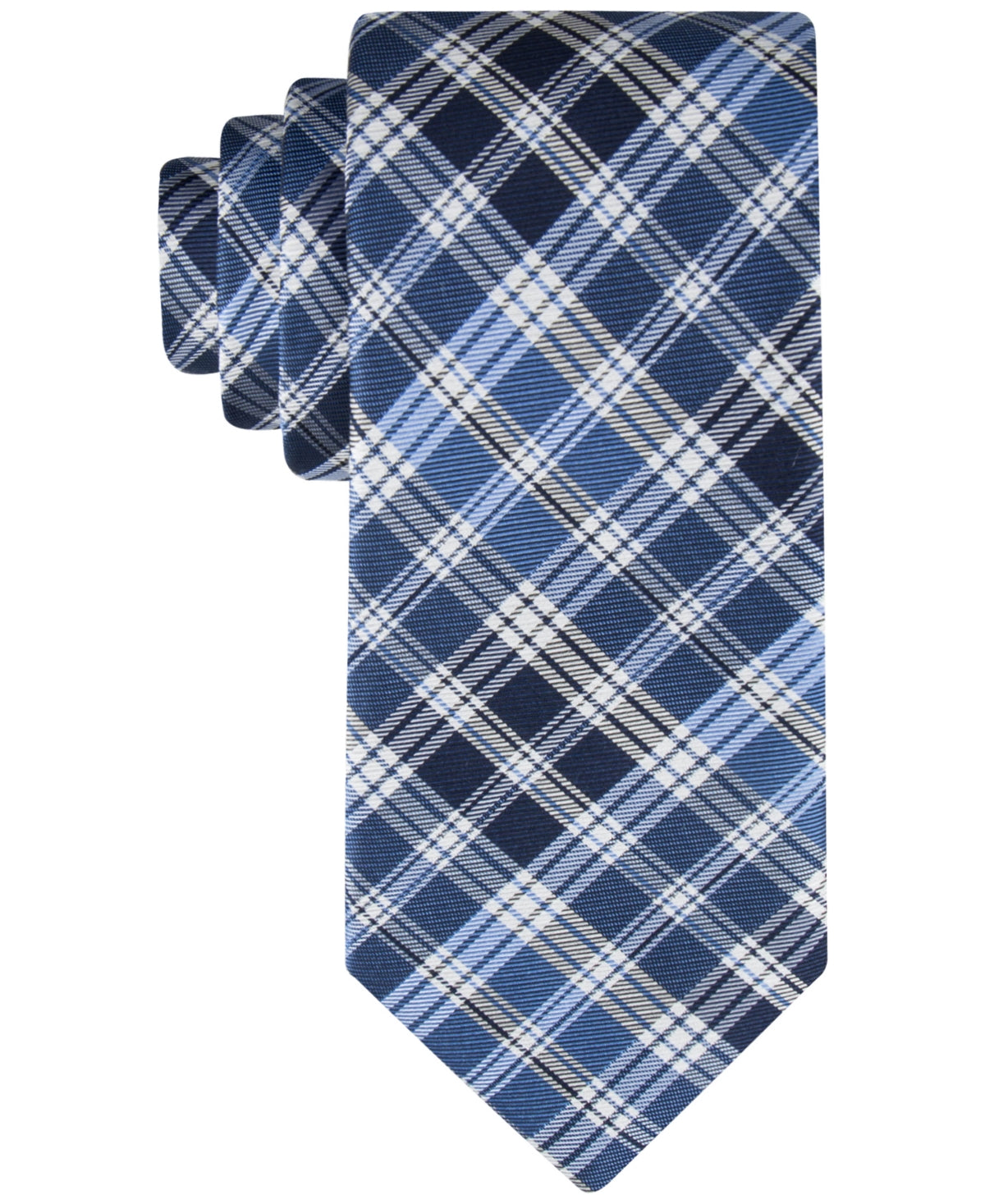 Tommy Hilfiger Men's Ocean Plaid Tie Navy Blue Necktie