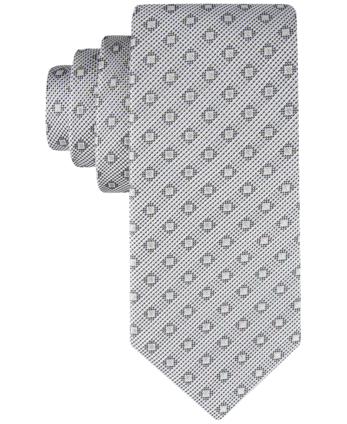 Calvin Klein Mens Necktie Square Grid Grey Tie