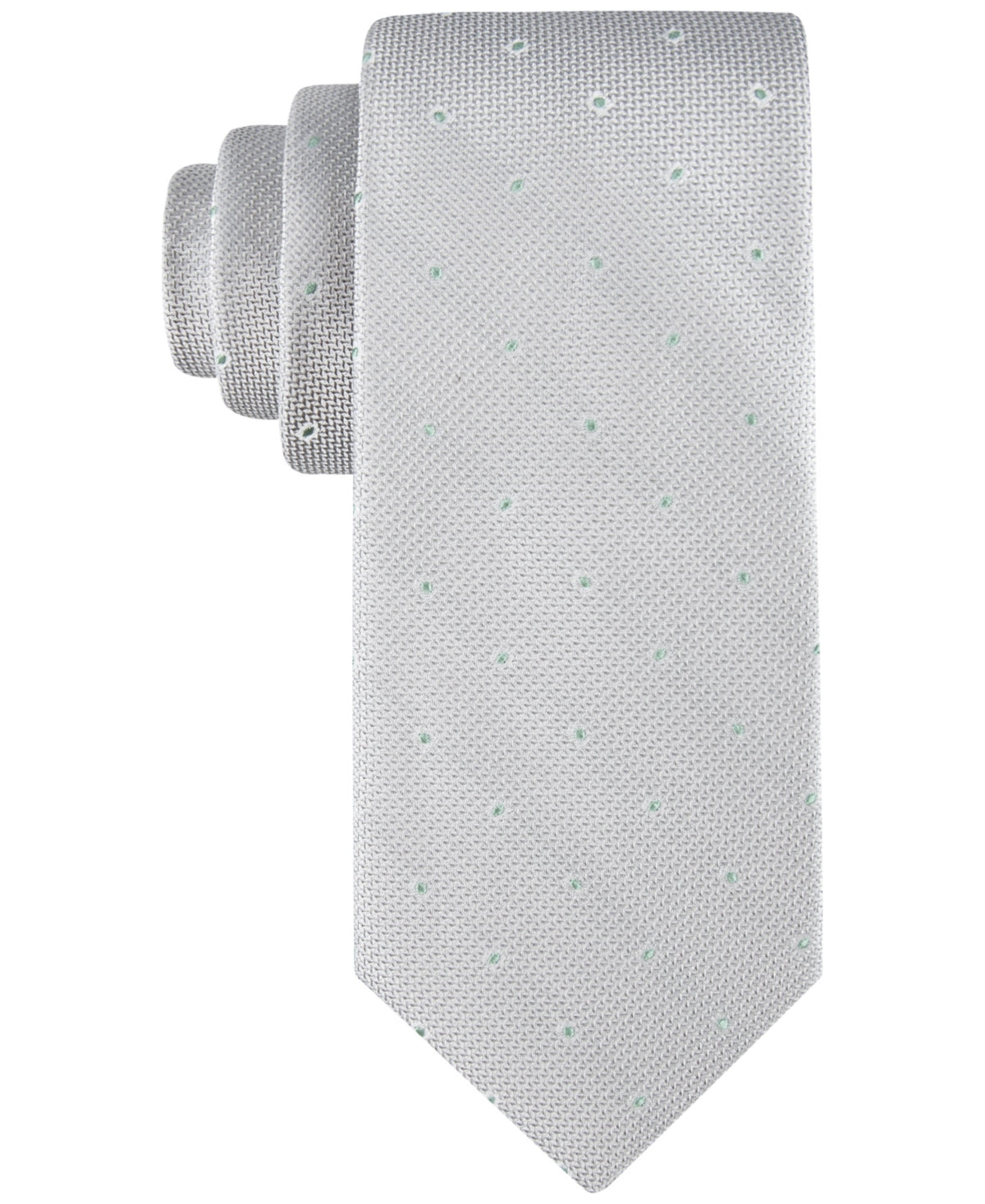 Calvin Klein Men's Textured Micro-Dot Mint Grey Neat Tie
