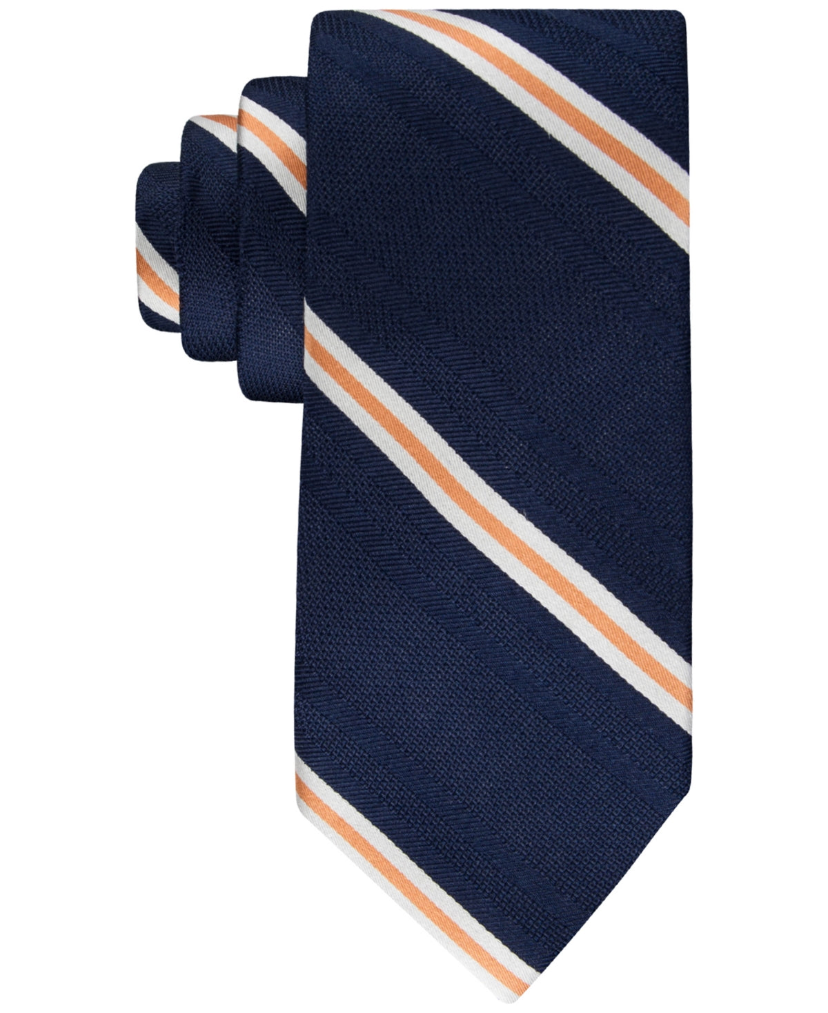 Tommy Hilfiger Mens Grenadine Classic Stripe Tie Orange navy Blue One Size Necktie