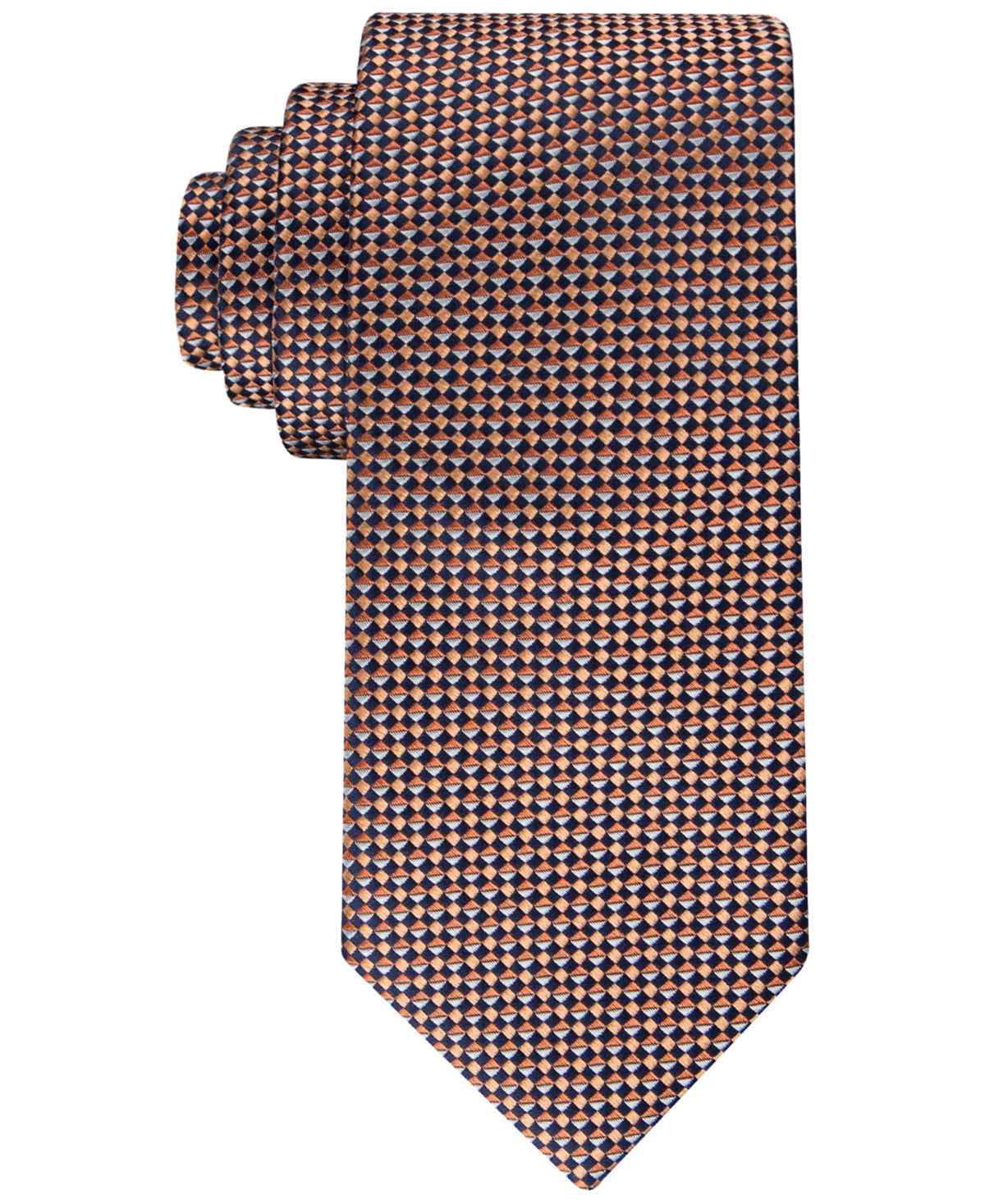 Tommy Hilfiger Men's Classic Micro Geometric Tie Orange Navy Blue Necktie