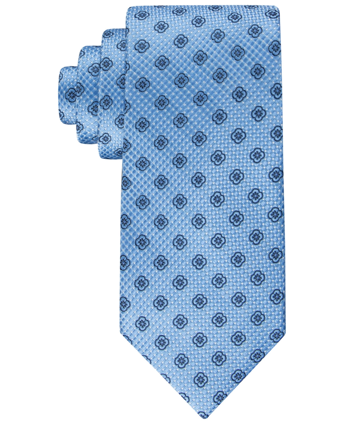 Tommy Hilfiger Men's Classic Medallion Foulard Tie Blue Necktie