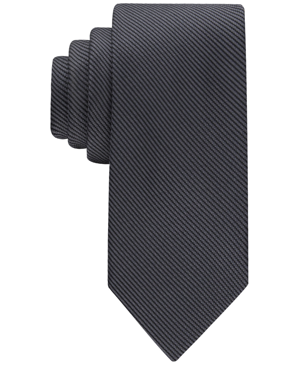 Calvin Klein Men's Striped Solid Tie Black Necktie