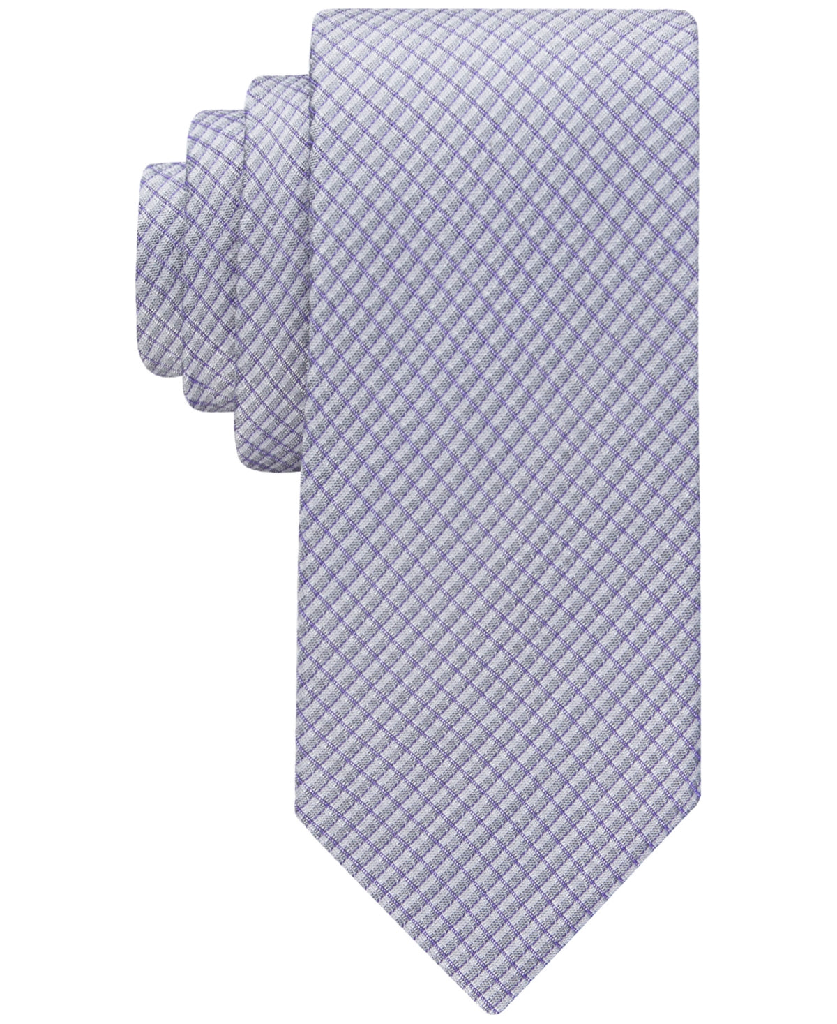 Calvin Klein Mens Necktie Grid Purple Tie