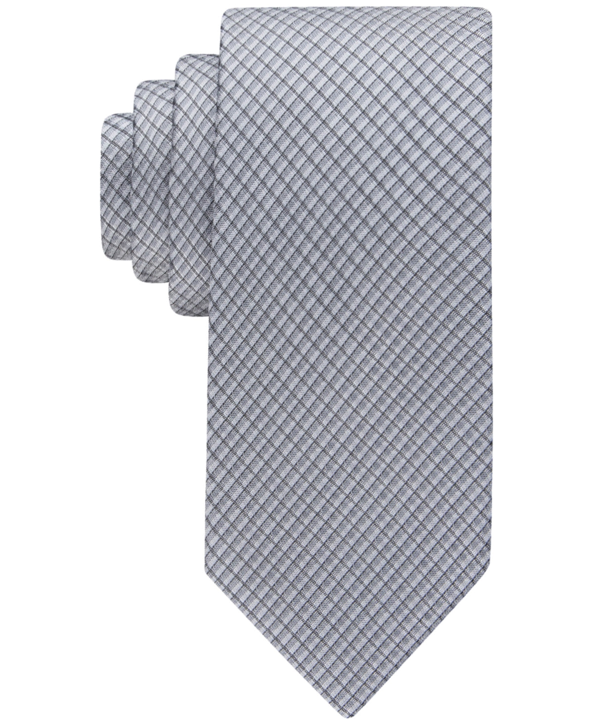 Calvin Klein Mens Gray Grid Tie