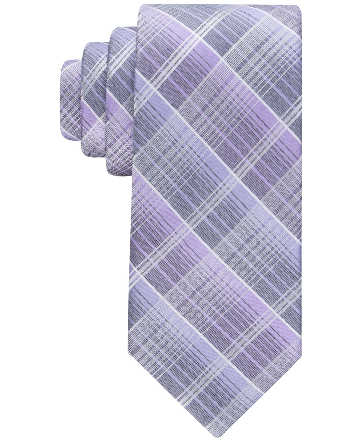 Calvin Klein Mens Tie Necktie One Size Purple Ombre Plaid