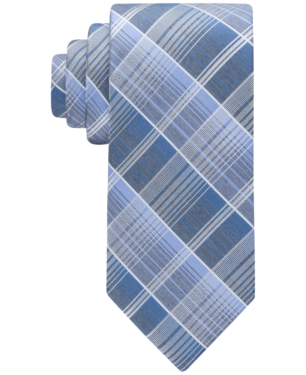 Calvin Klein Men's Ombre Plaid Tie Blue Necktie