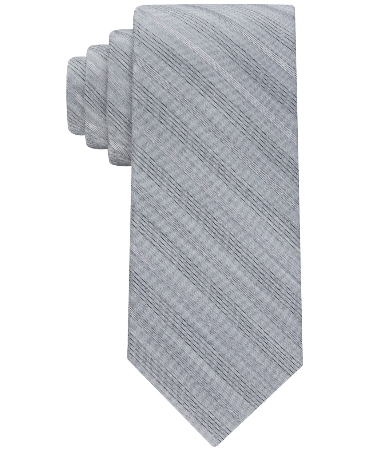 Calvin Klein Men's Brushed Heather Stripe Tie Silver Grey Necktie