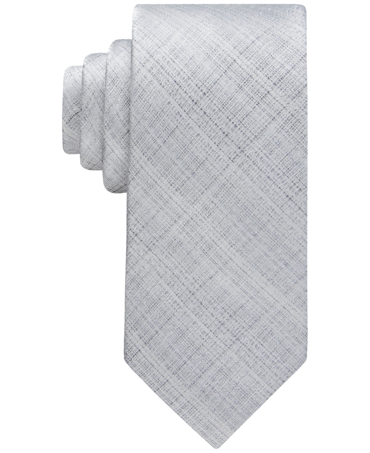 Calvin Klein Men's Necktie Silver Textured Pattern Tie Necktie