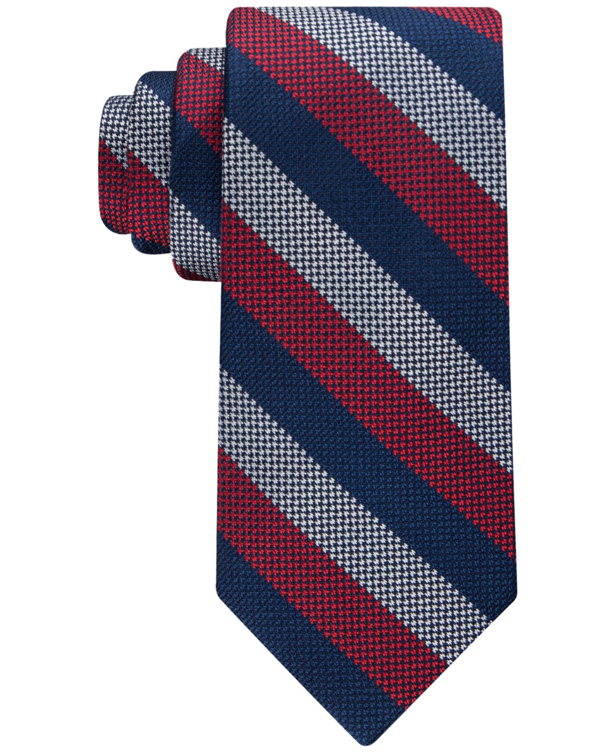 Tommy Hilfiger Mens Necktie Bengal Stripe Tie Red Navy