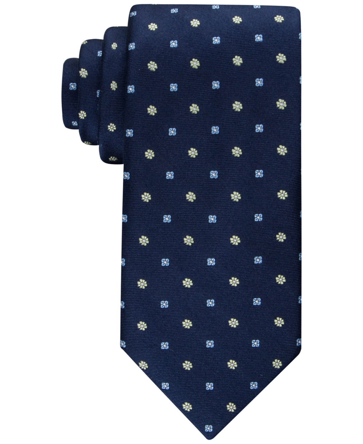 Tommy Hilfiger Men's Classic Floral Medallion Neat Tie Navy Blue Green Necktie