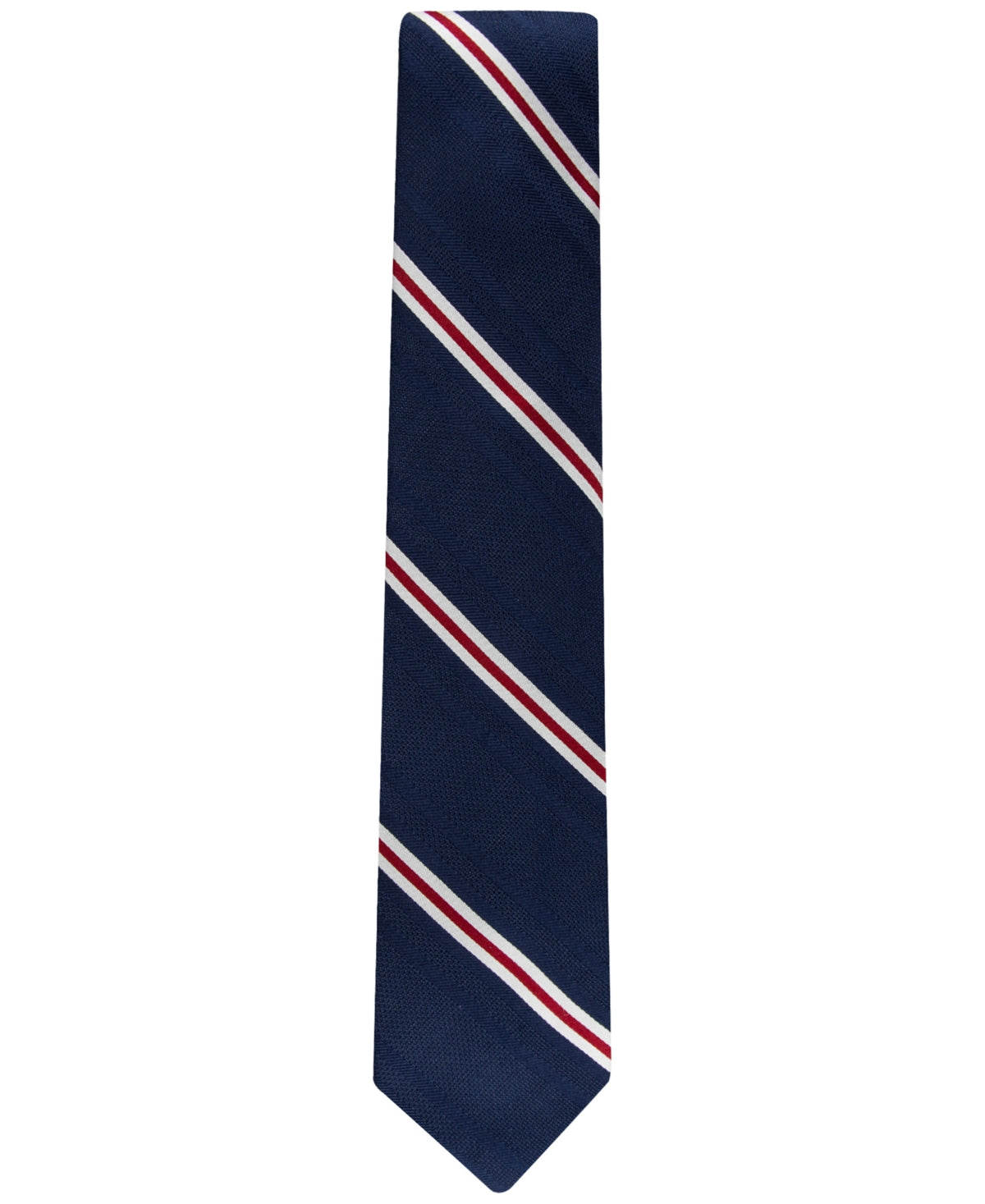 Tommy Hilfiger Mens Grenadine Stripe Tie Navy Red ONE SIZE