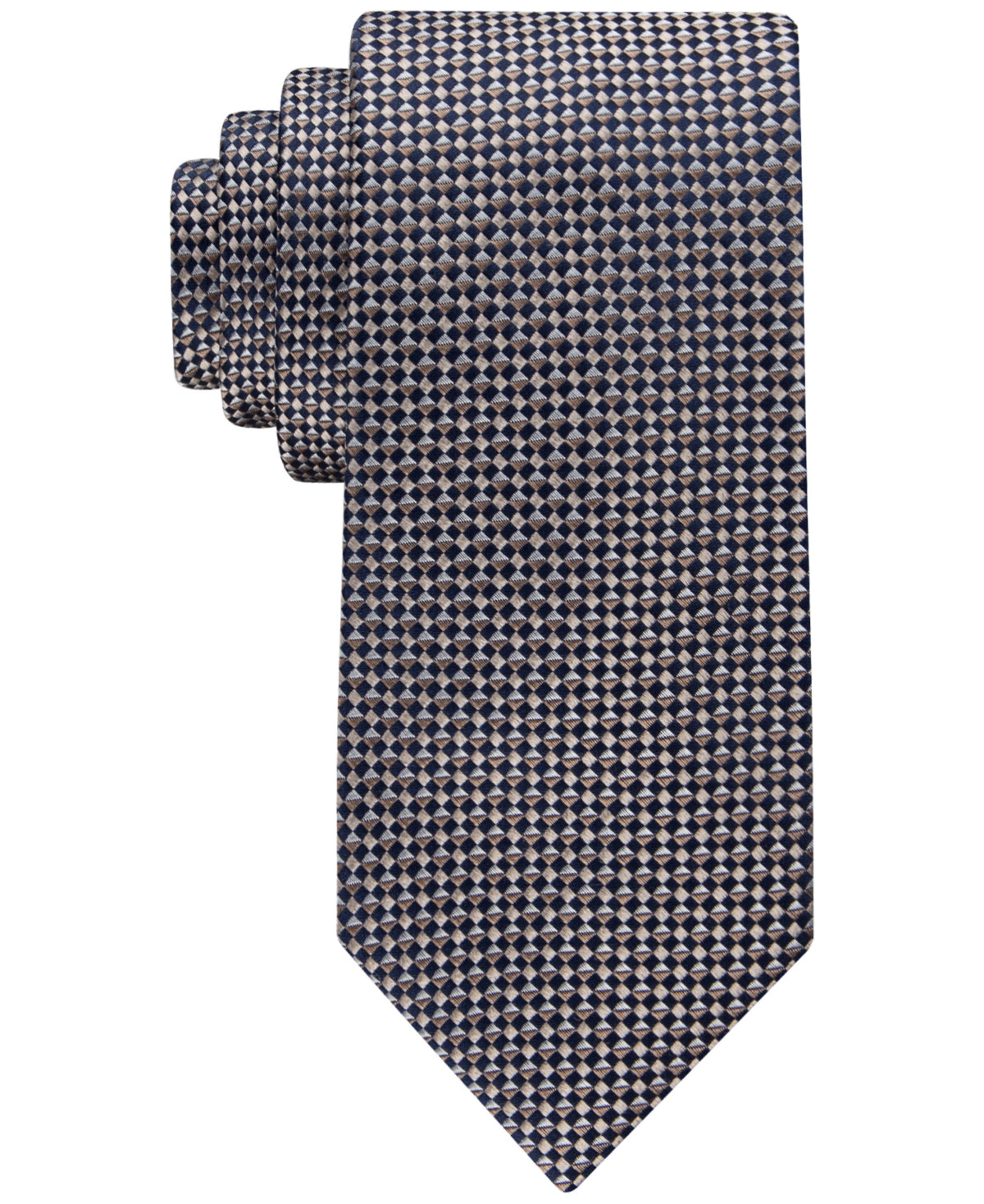 Tommy Hilfiger Mens Micro-Geo Tie Navy Taupe