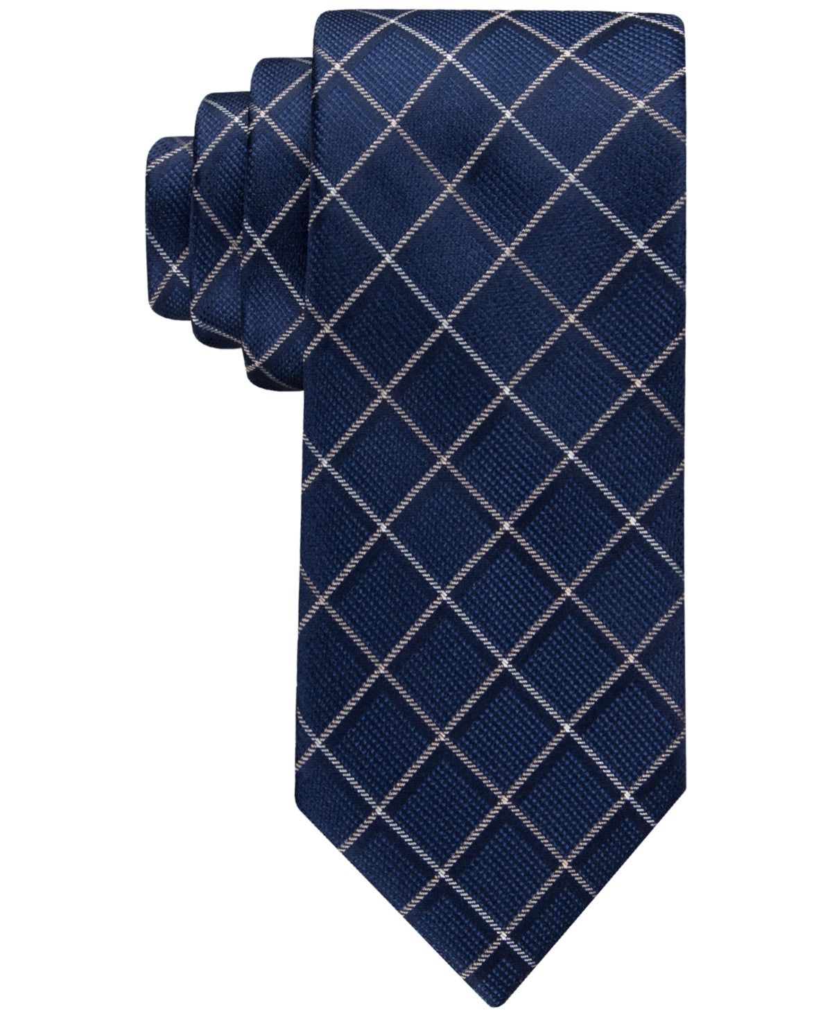 Tommy Hilfiger Mens Classic Shadow Grid Neck Tie Navy Blue