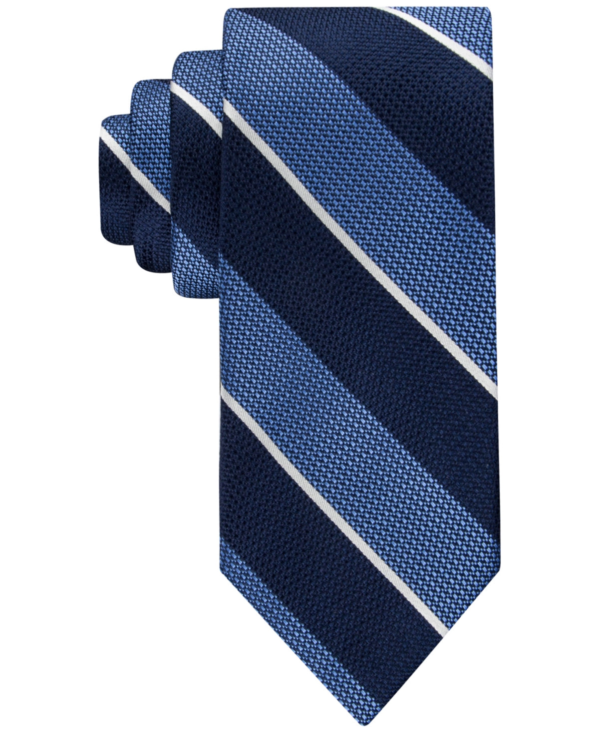 Tommy Hilfiger Men's Classic Textured Stripe Tie Navy Blue Necktie