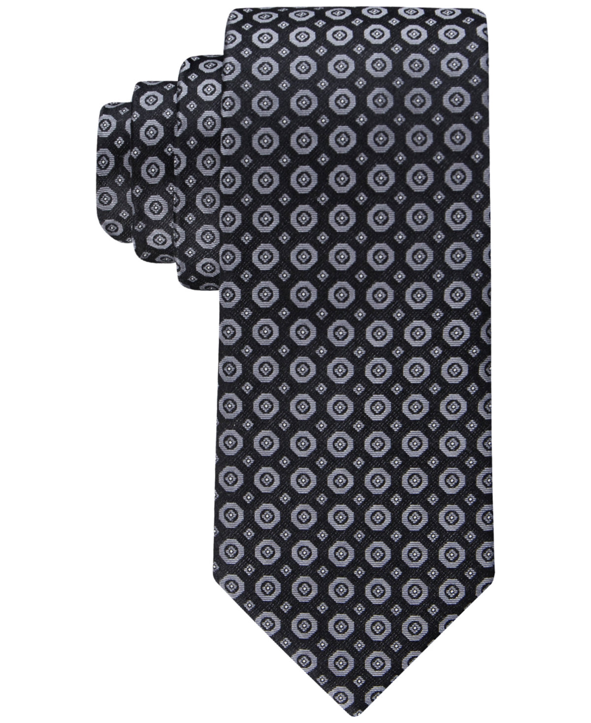 Calvin Klein Men's Hex-Dot Medallion Necktie Black