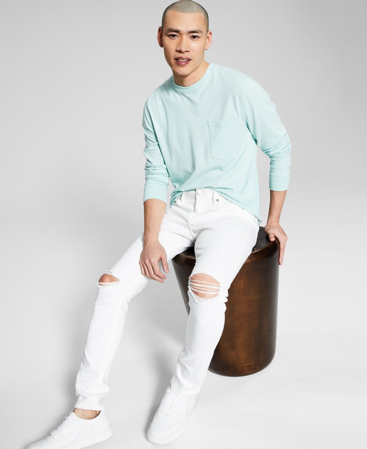 And Now This Men's Perry White Ripped Pants Skinny Jeans 29"