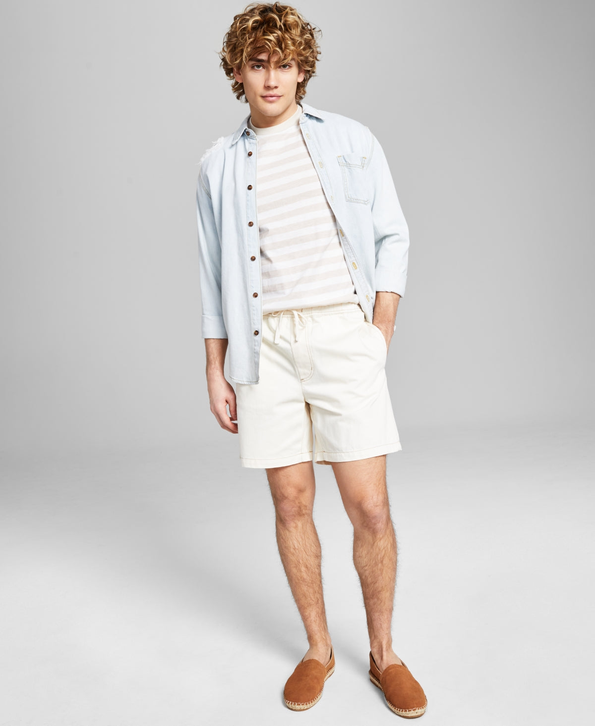 And Now This Men's Pull-on Drawstring Shorts Bone White Medium