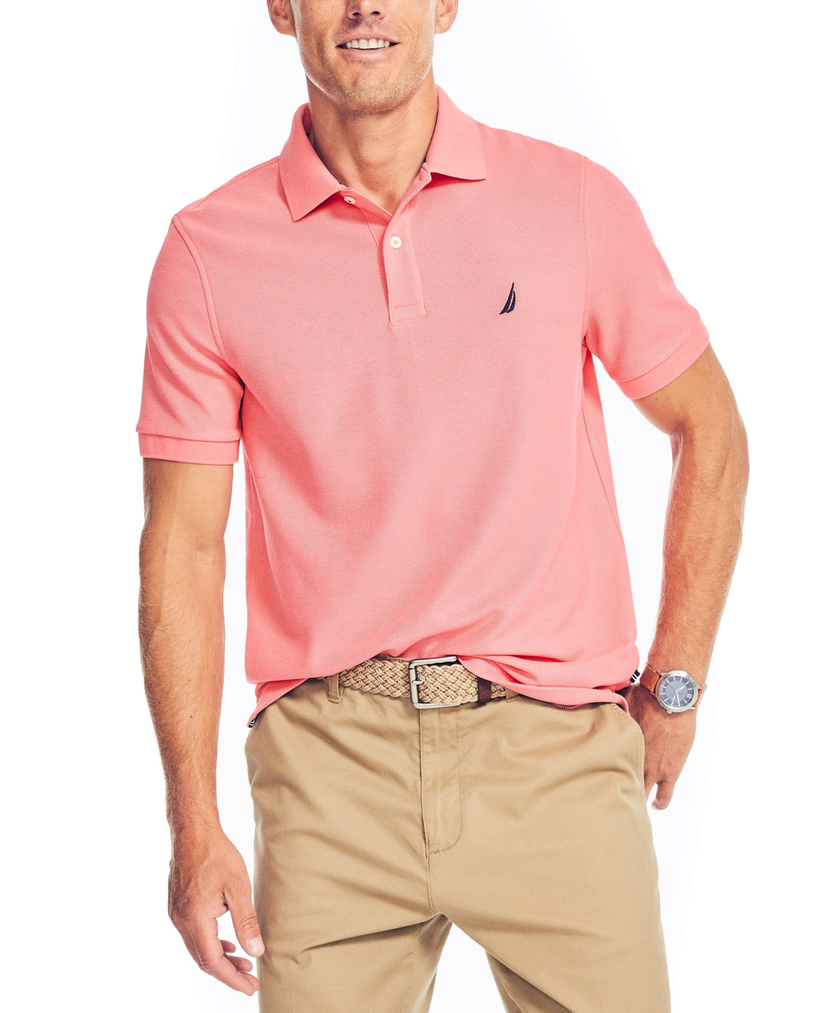 Nautica Mens Classic Short Sleeve Polo Shirt Teaberry Pink 3XL