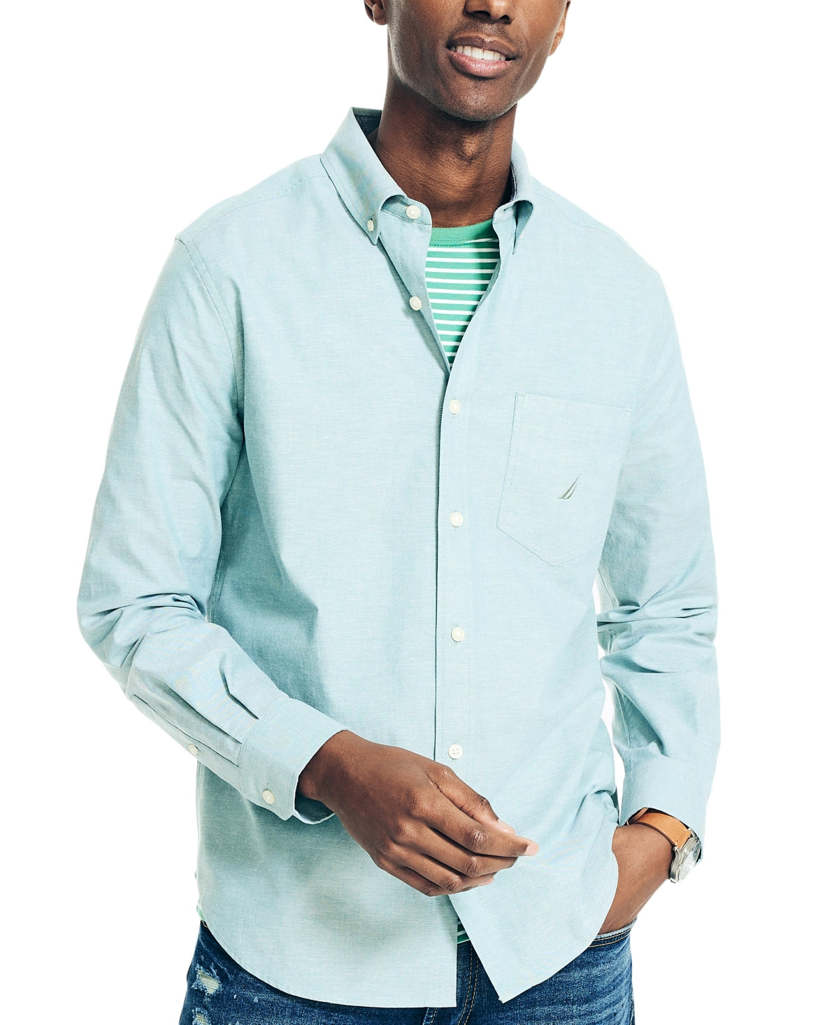 Nautica Men's Classic Fit Solid Oxford Button Down Shirt Bay Pine 2XL