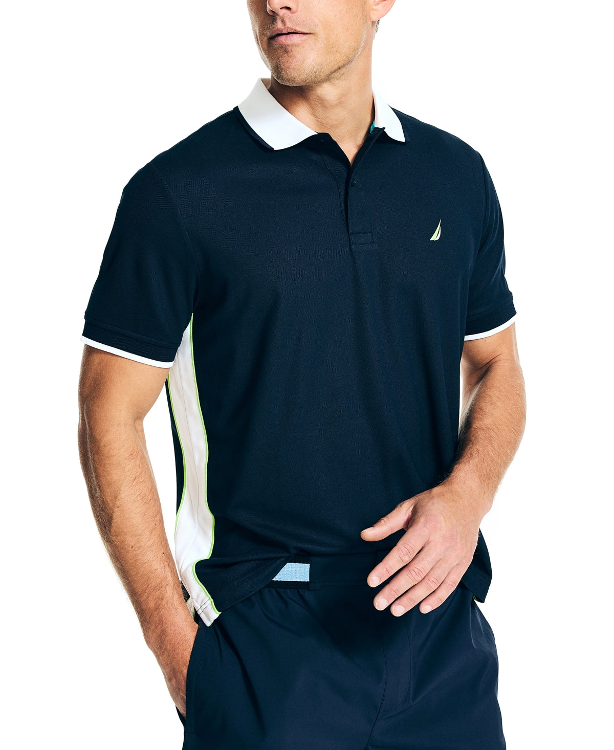 Nautica Mens Navtech Performance Short Sleeve Polo Shirt Navy Blue XL