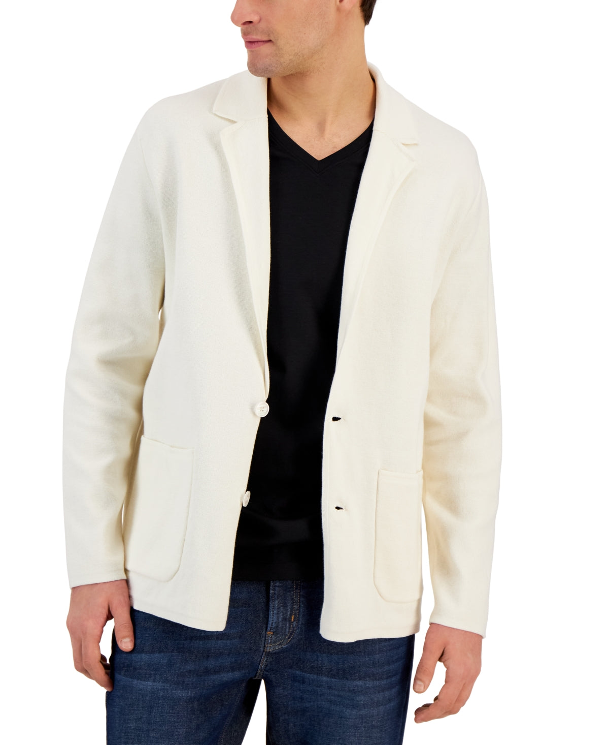 Alfani Men's Single Breasted Blazer Cardigan White Medium