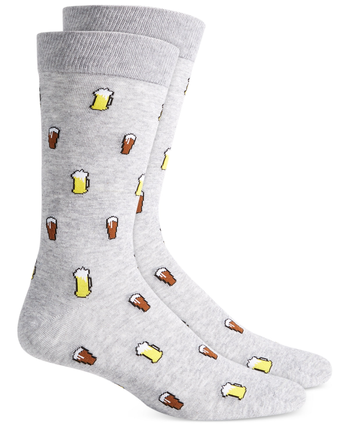 Club Room Men's Beer Crew Socks Grey Yellow Size 10 to 13