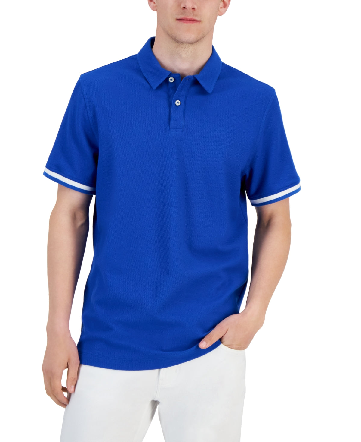Alfani Men's Regular Fit Tipped Polo Shirt Royal Blue Large