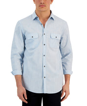 Alfani Men's Regular Fit Solid Button Down Shirt Light Blue Medium