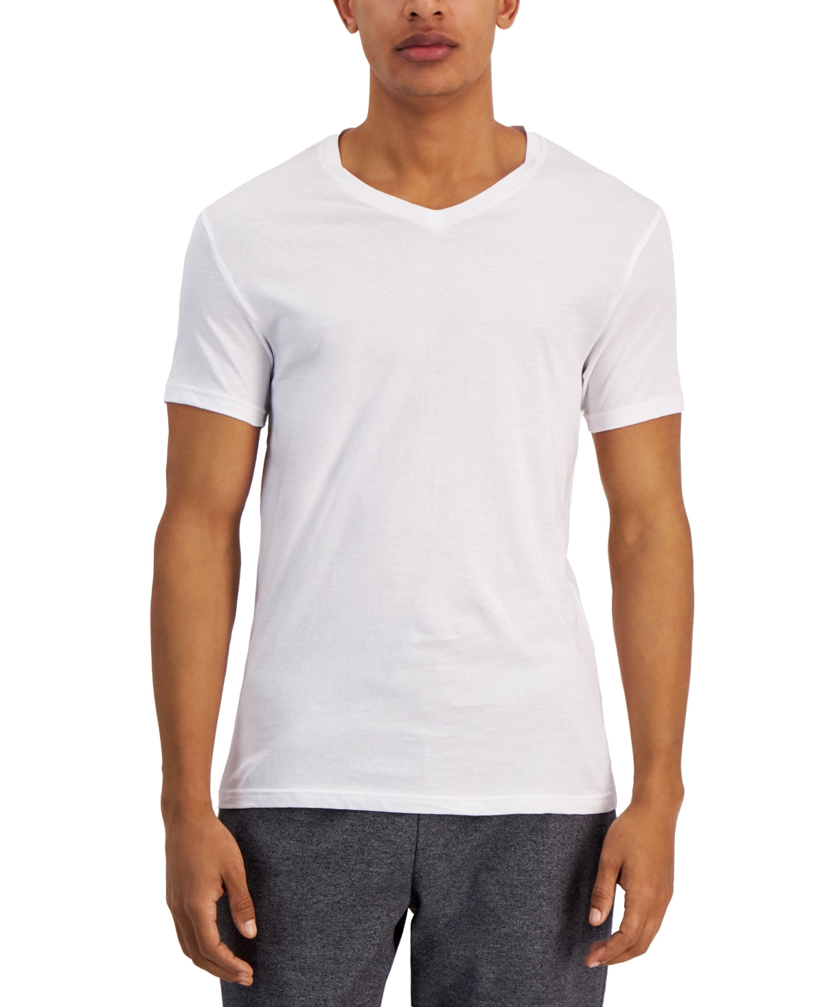 Alfani Mens 4 Pack Regular fit V Neck T-Shirt Underwear Medium White